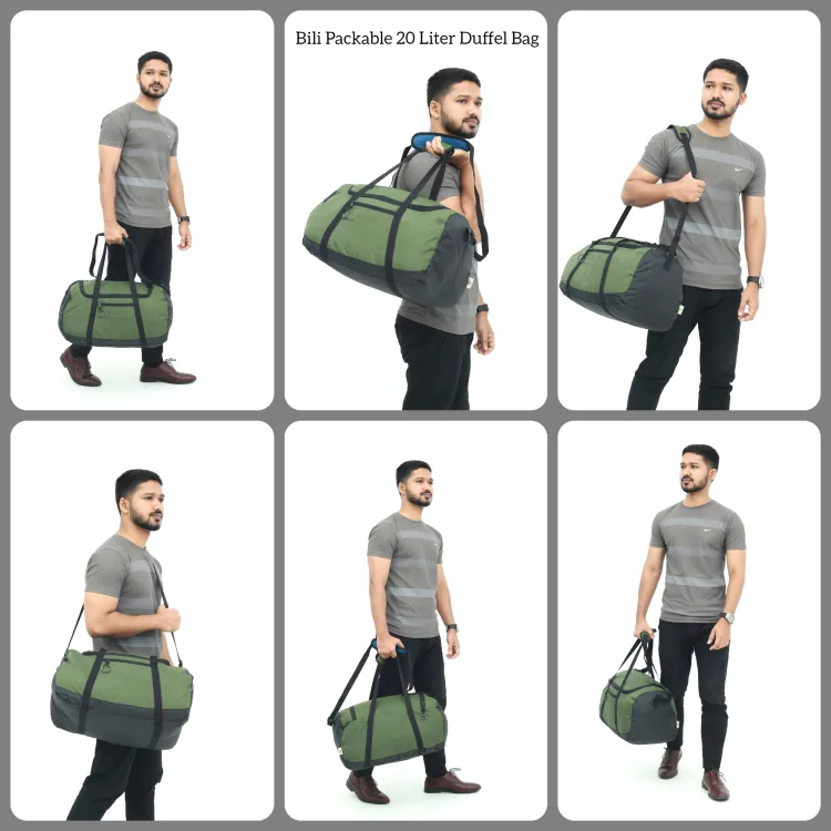 badgeBili Online Packable 20 Liter Duffel Bag (3-4 Days Tour)-Light Weight Travel Bag-Foldable Travel Bag-Tourist Travel Bag-Travel Bag